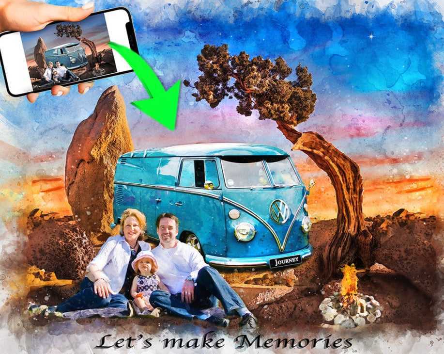 Great Camping Gifts | Custom Portrait from Photo for Camping Lovers - FromPicToArt