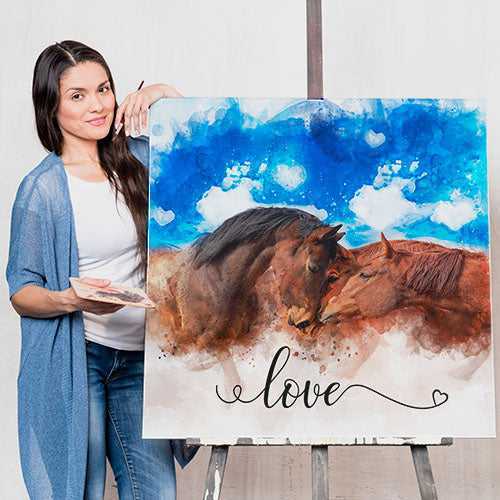 Horse Canvas Wall Art Custom Made | Custom Painted Horse Portraits - FromPicToArt