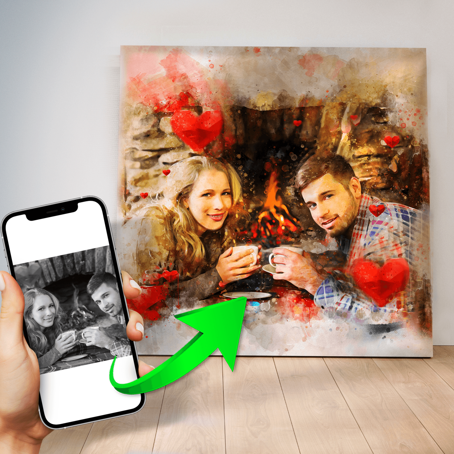 Love Paintings | Couple Love Art | Paintings of Couples | Romantic Gifts | Anniversary Gift | Valentines Gift | Couple Christmas Gift - FromPicToArt