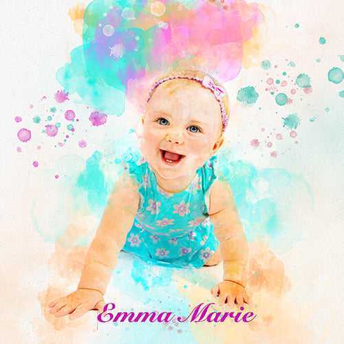 New Mom Gift | Custom Baby Painting on Canvas - FromPicToArt
