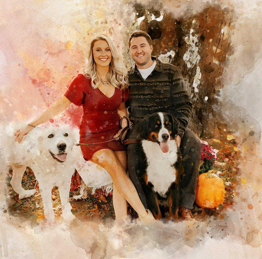 Painting from Photo | Personalized Family Portrait | Custom Family Watercolor Portrait - FromPicToArt