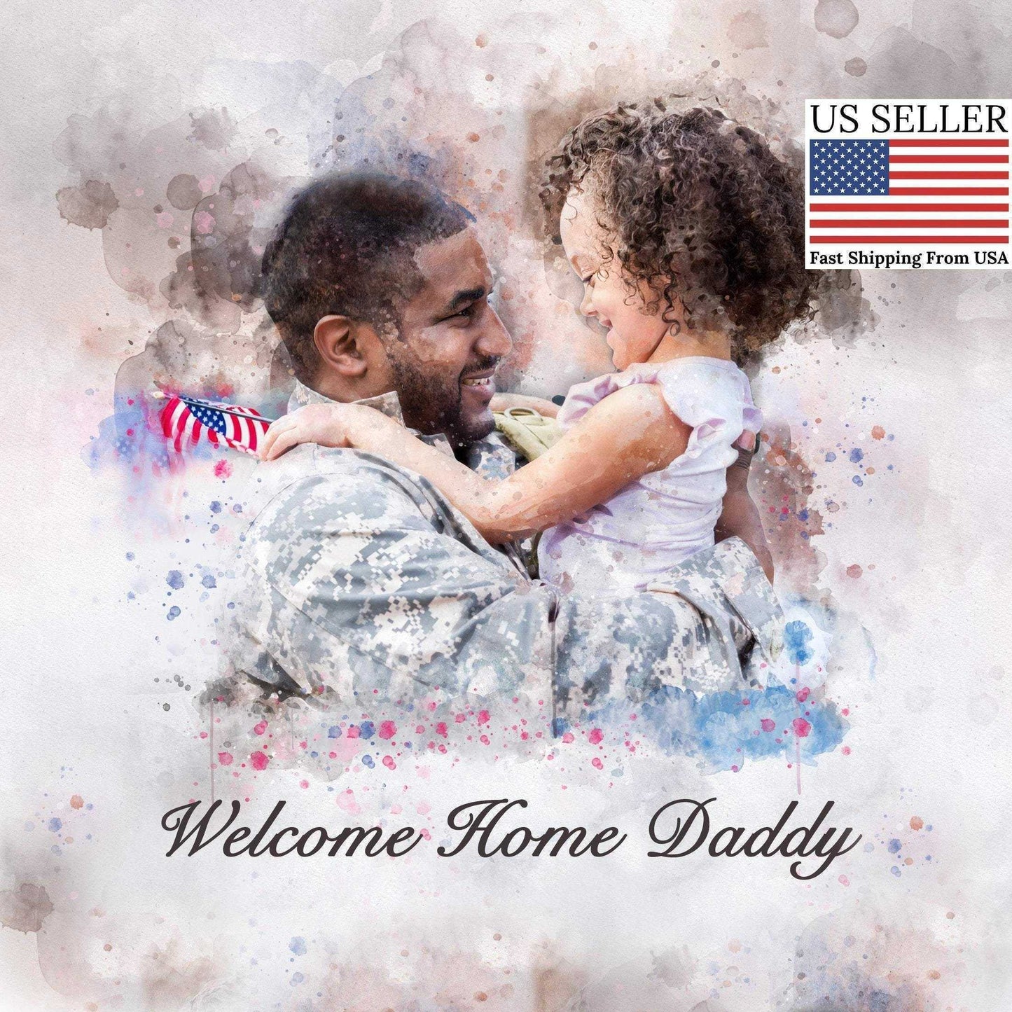 Patriotic Painting, Patriotic Gifts for Veterans, Custom Family Painting, Patriotic Gifts for Him, Patriotic Gifts for Her - FromPicToArt