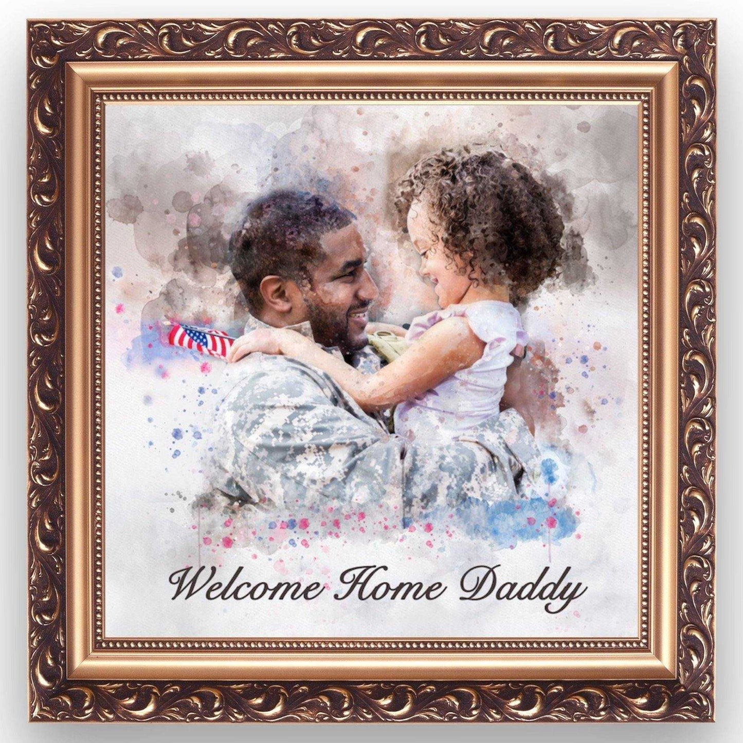 Patriotic Painting, Patriotic Gifts for Veterans, Custom Family Painting, Patriotic Gifts for Him, Patriotic Gifts for Her - FromPicToArt