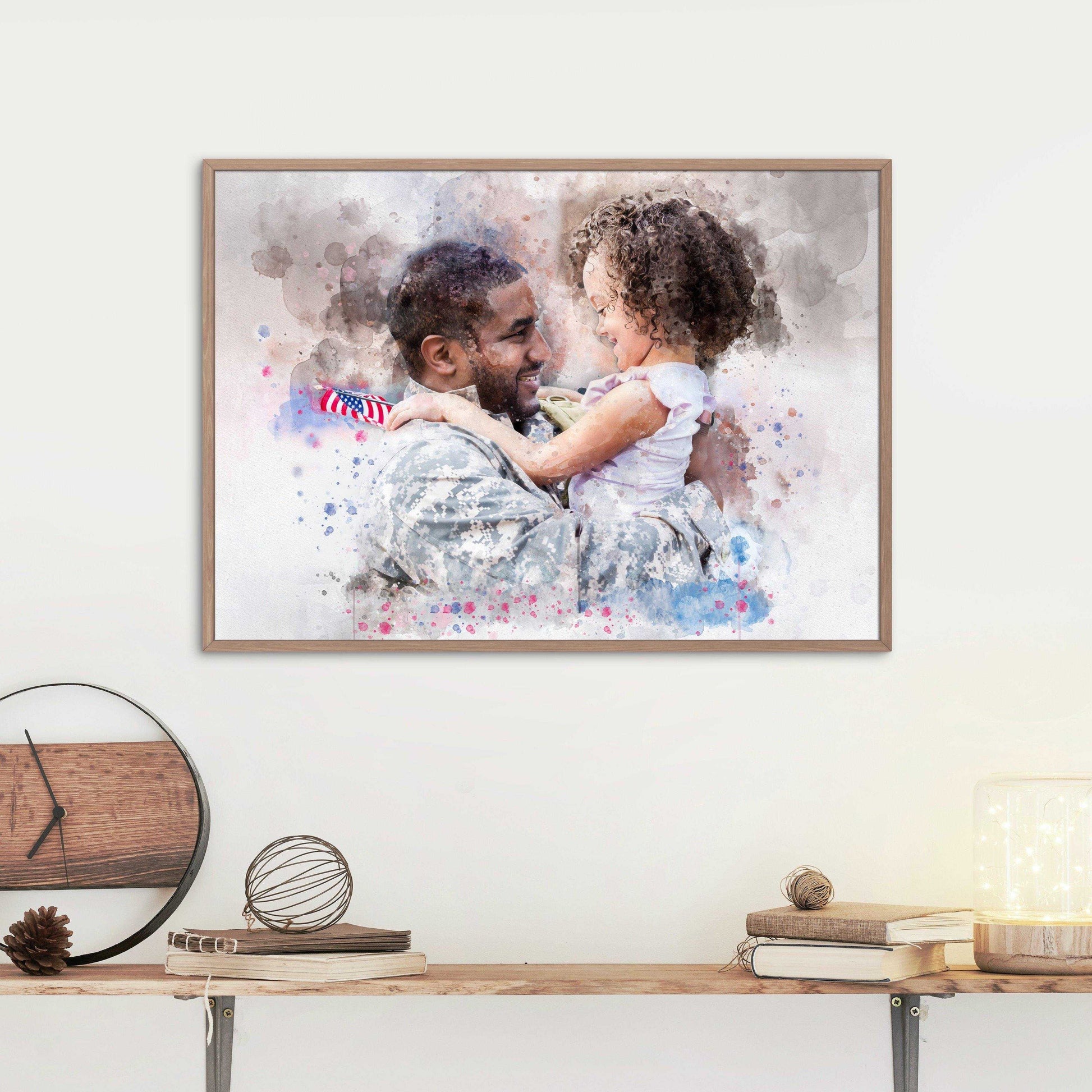 Patriotic Painting, Patriotic Gifts for Veterans, Custom Family Painting, Patriotic Gifts for Him, Patriotic Gifts for Her - FromPicToArt