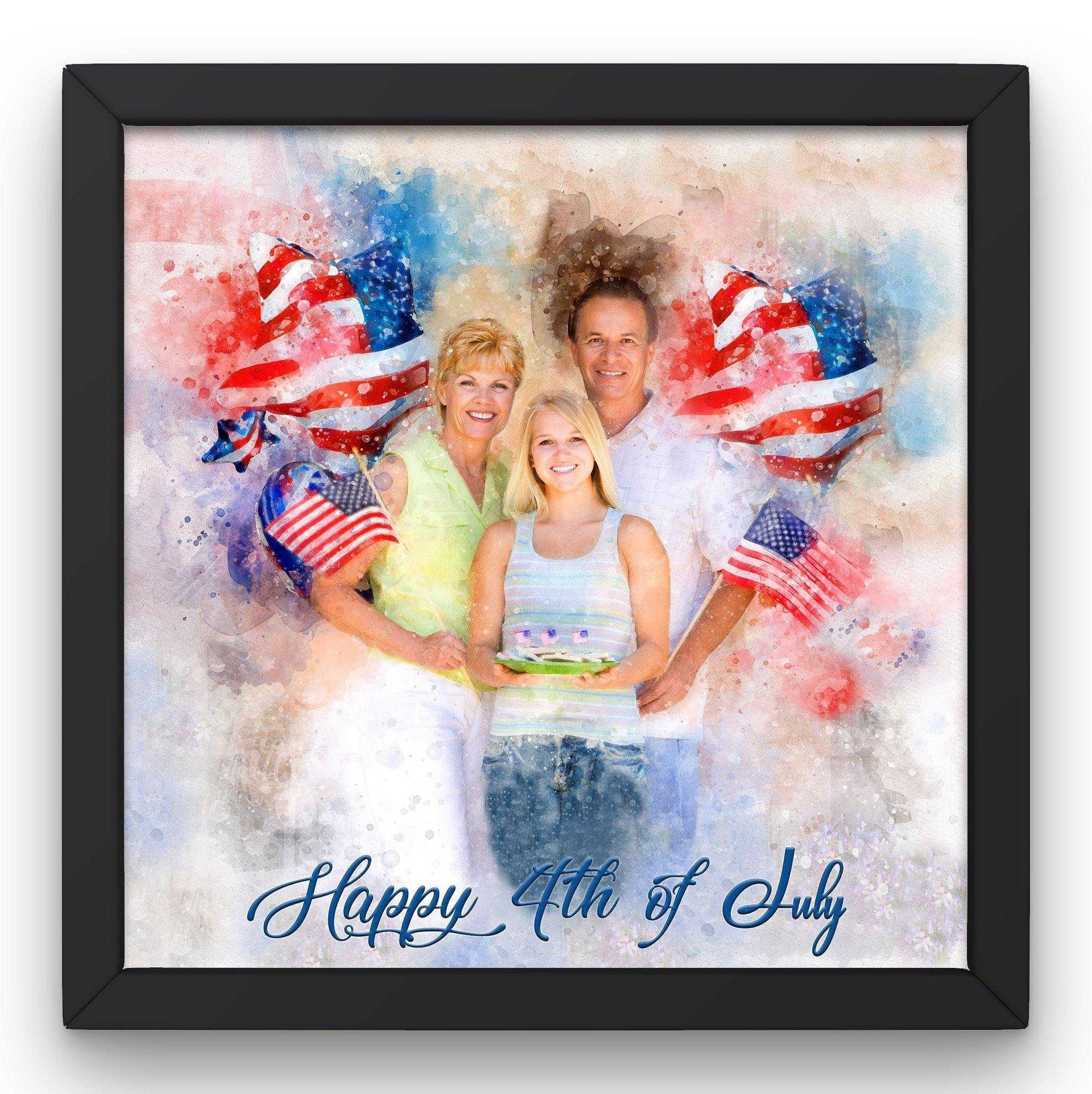 Patriotic Wall Art, Patriotic Painting with Stars and Stripes, Red White Blue Portrait - FromPicToArt