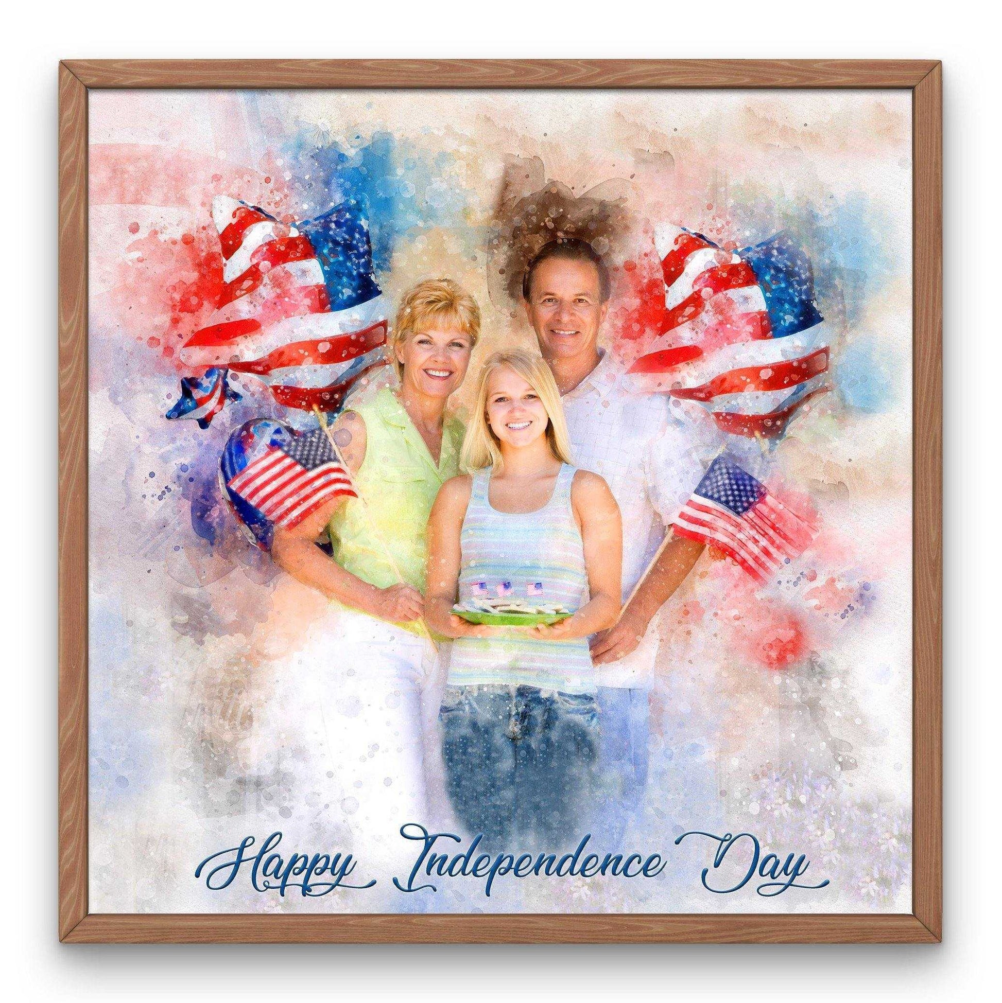 Patriotic Wall Art, Patriotic Painting with Stars and Stripes, Red White Blue Portrait - FromPicToArt