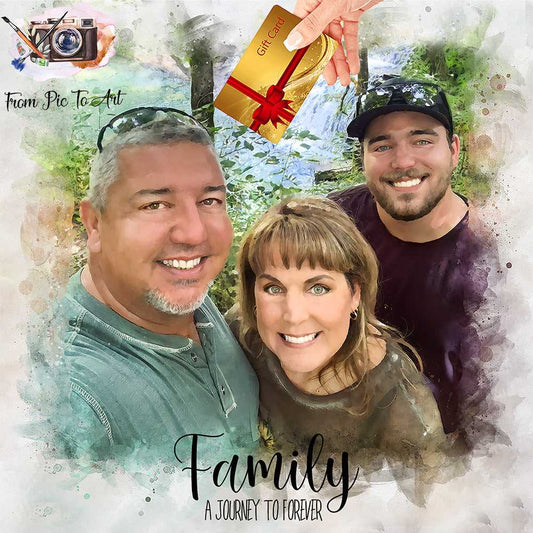 Family get a last-minute gift card for a custom portrait