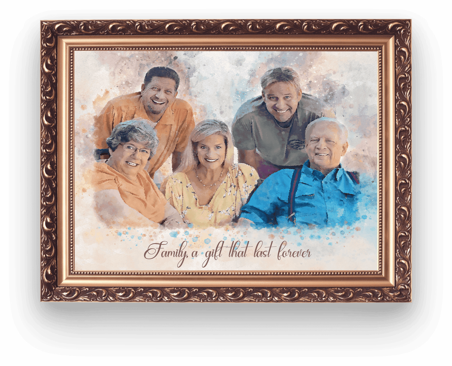 Personalized Family Painting, Personalized Family Portrait from Photo, Watercolor Painting from Photo - FromPicToArt