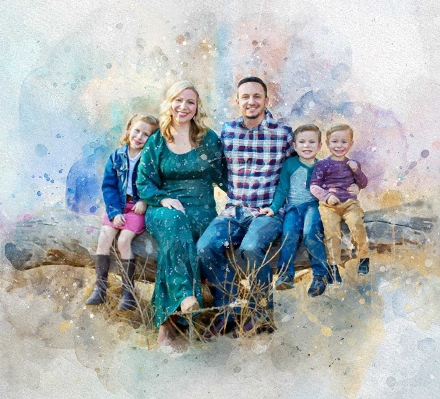 Personalized Family Painting, Personalized Family Portrait from Photo, Watercolor Painting from Photo - FromPicToArt