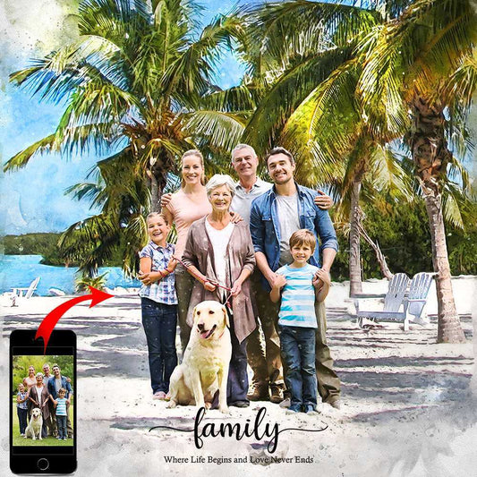 Personalized Family Portraits | Family Painting from Photo| Custom Painted Portrait - FromPicToArt