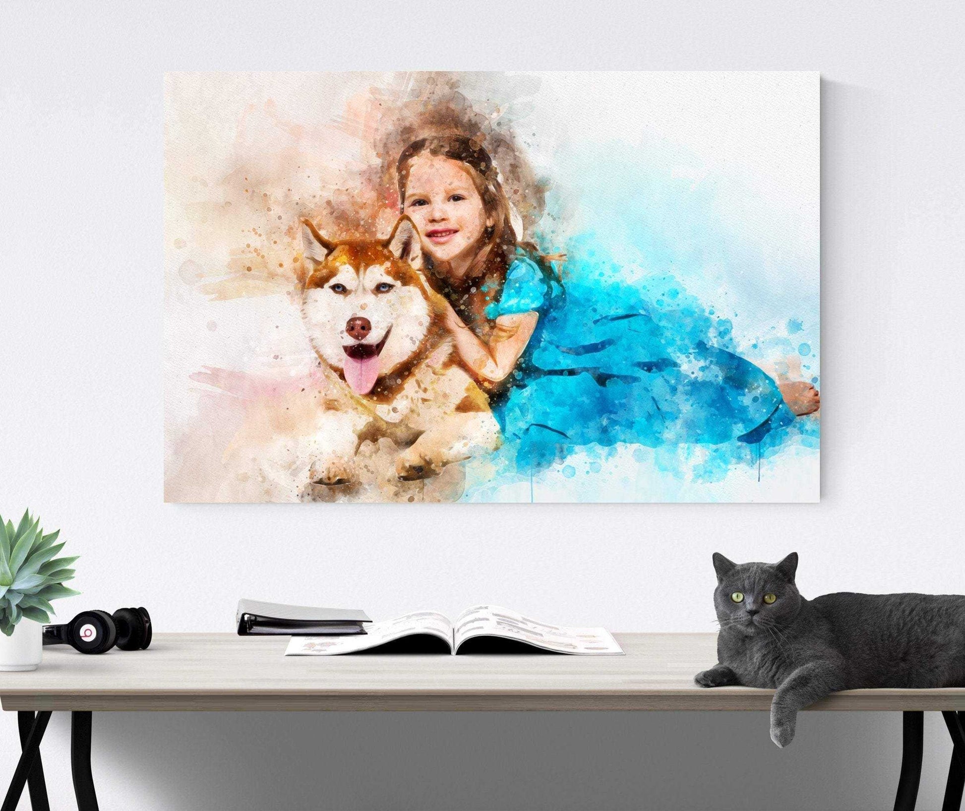 Personalized Gifts for Dog Lovers, Watercolor Dog Portrait, Custom Dog Painting, Personalized Puppy Painting - FromPicToArt