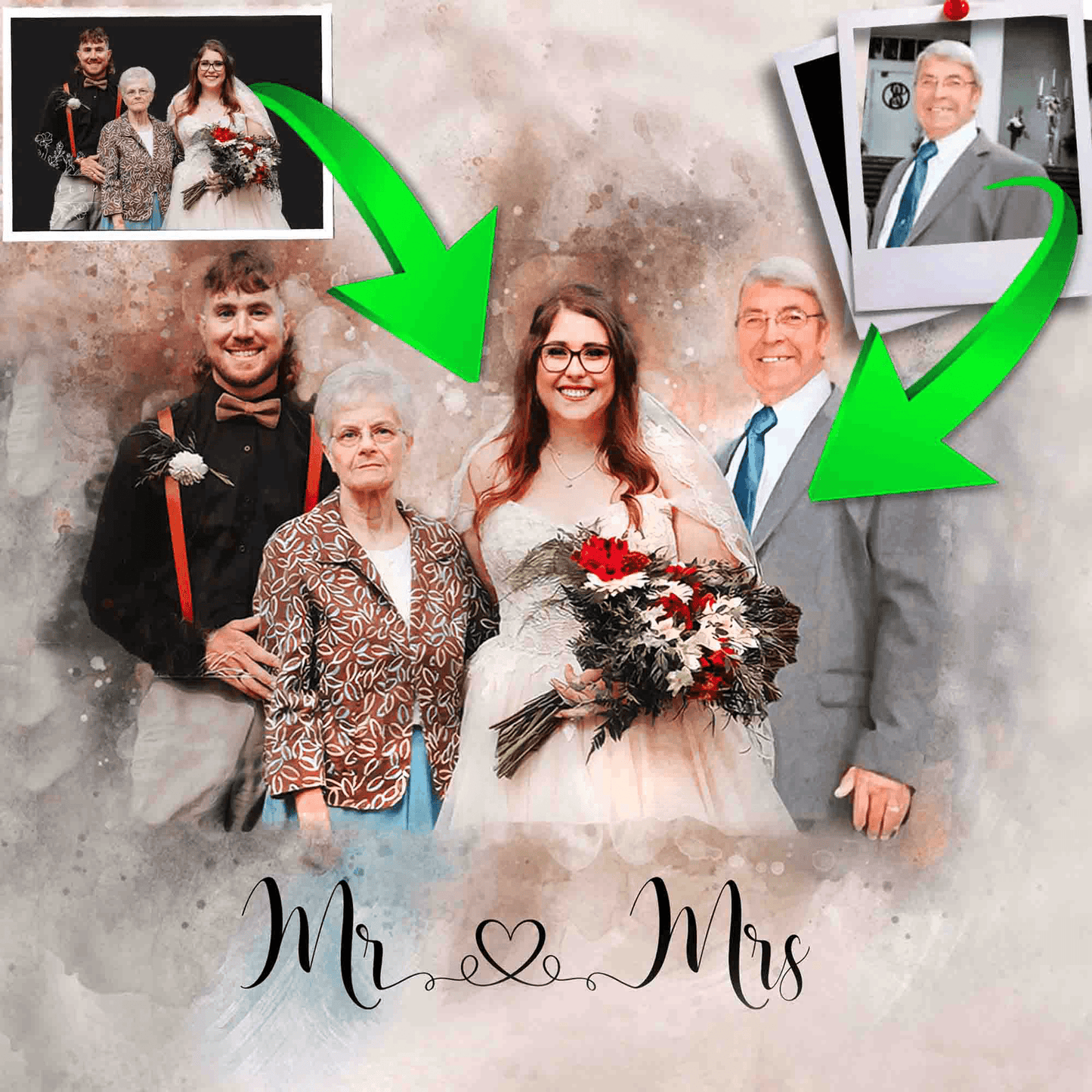 🌈 Personalized Sympathy Gift | Custom Memorial Painting | Loss of Loved One | Family Portrait from Photo | Painting From Photo - FromPicToArt