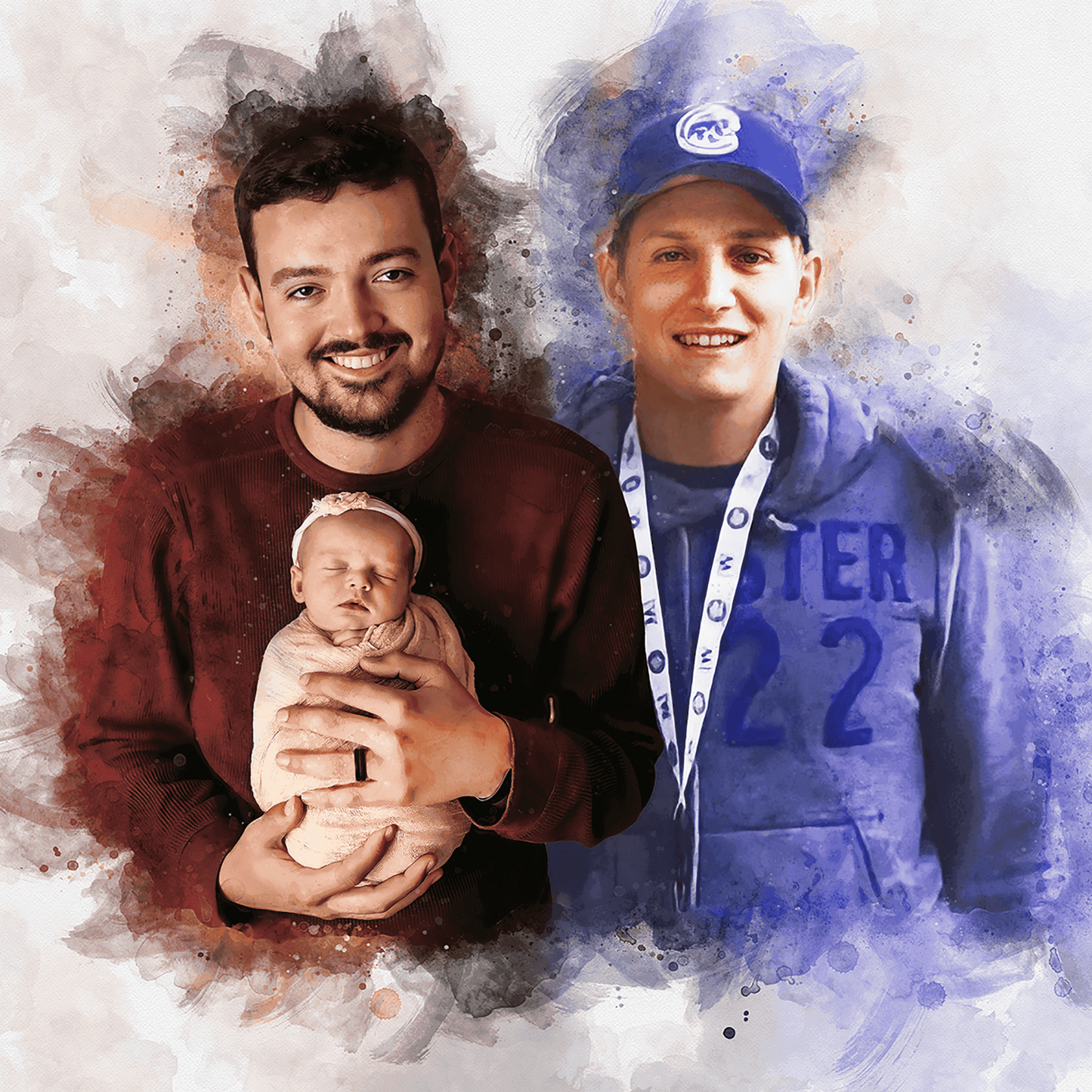 🌈 Pictures of Passed Loved Ones with New Baby 🍼❤️🧸 Memorial Portrait - FromPicToArt