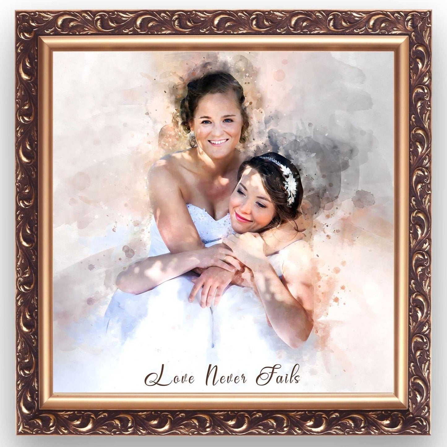 ๐ Rainbow Wedding Portrait | Love is Love | Gifts for LGBTQ Community โฅ๏ธ - FromPicToArt