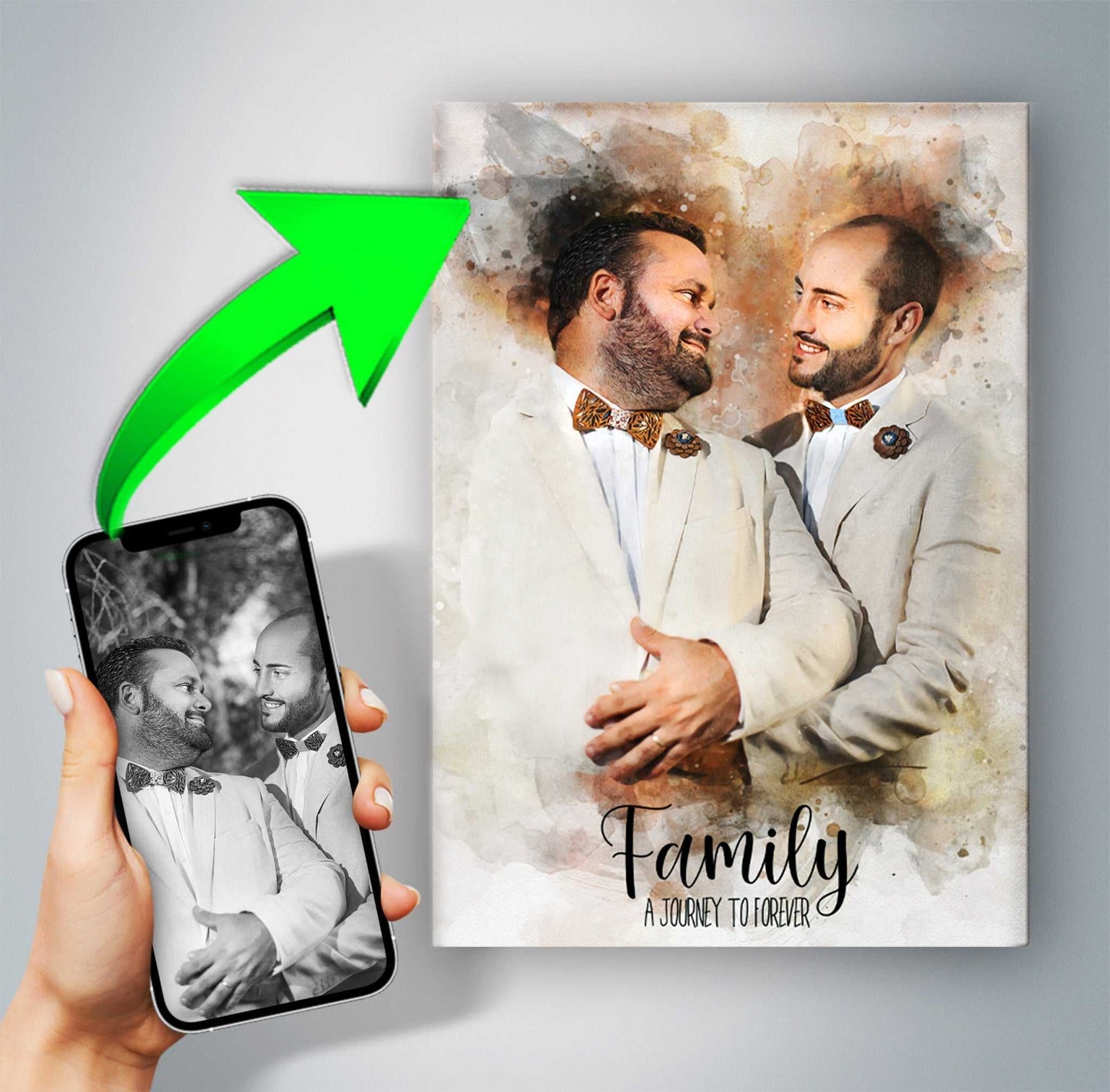 ๐ Rainbow Wedding Portrait | Love is Love | Gifts for LGBTQ Community โฅ๏ธ - FromPicToArt