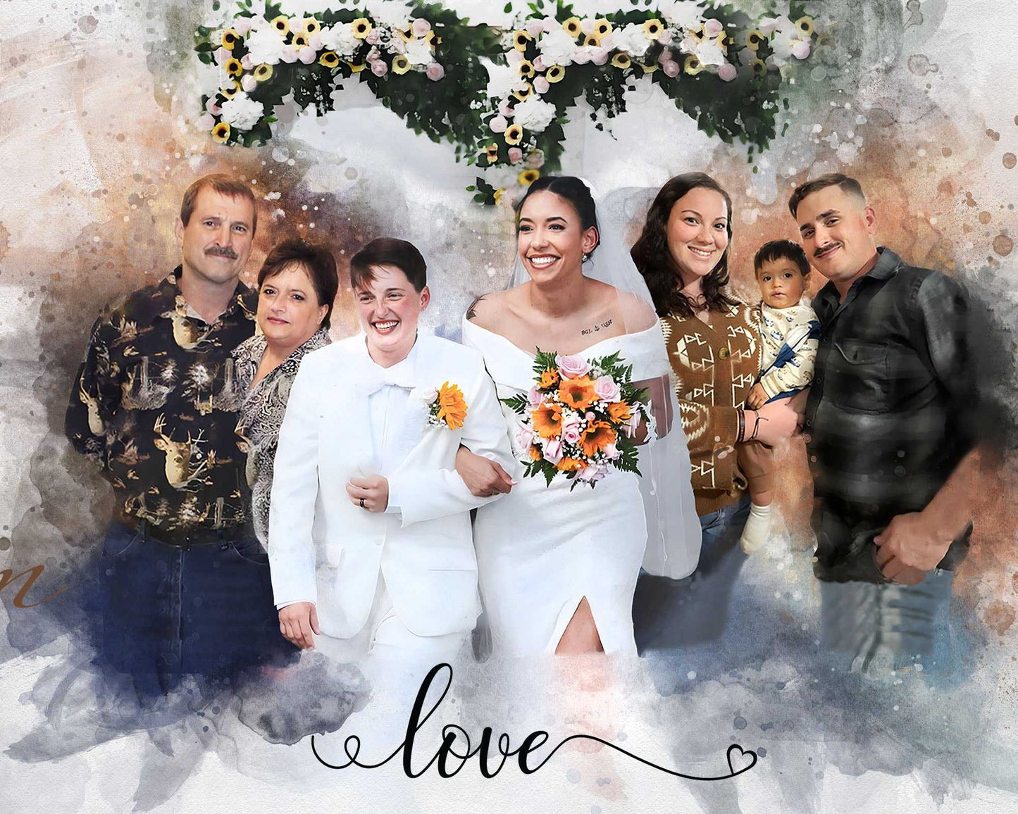 ๐ Rainbow Wedding Portrait | Love is Love | Gifts for LGBTQ Community โฅ๏ธ - FromPicToArt