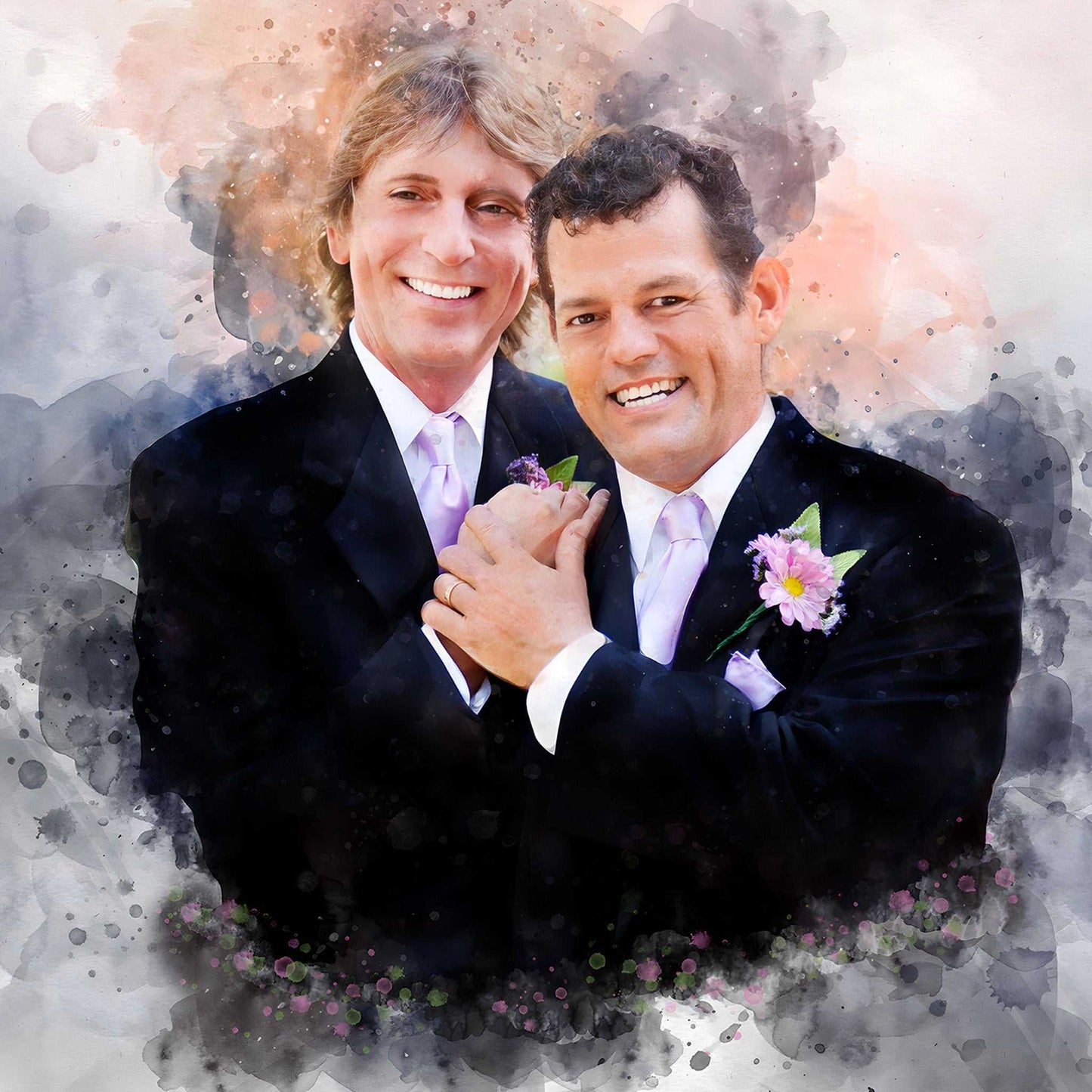 ๐ Rainbow Wedding Portrait | Love is Love | Gifts for LGBTQ Community โฅ๏ธ - FromPicToArt