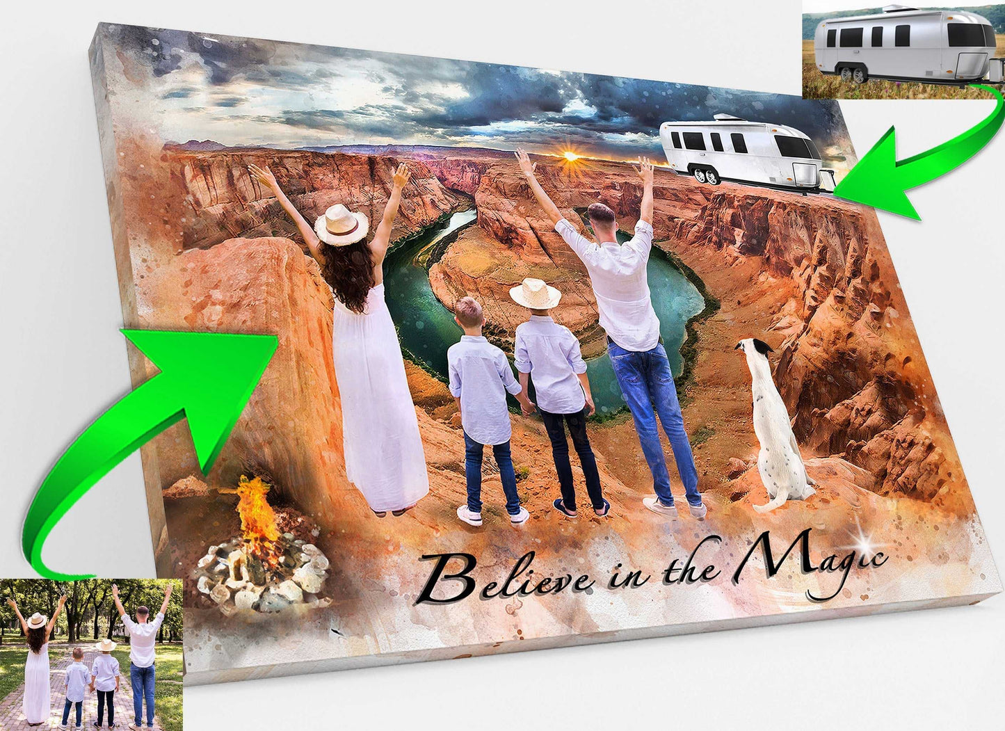 We paint You and Your RV in Front of the Most Beautiful Landmarks in the US, such as the Horse Shoe National Park - FromPicToArt