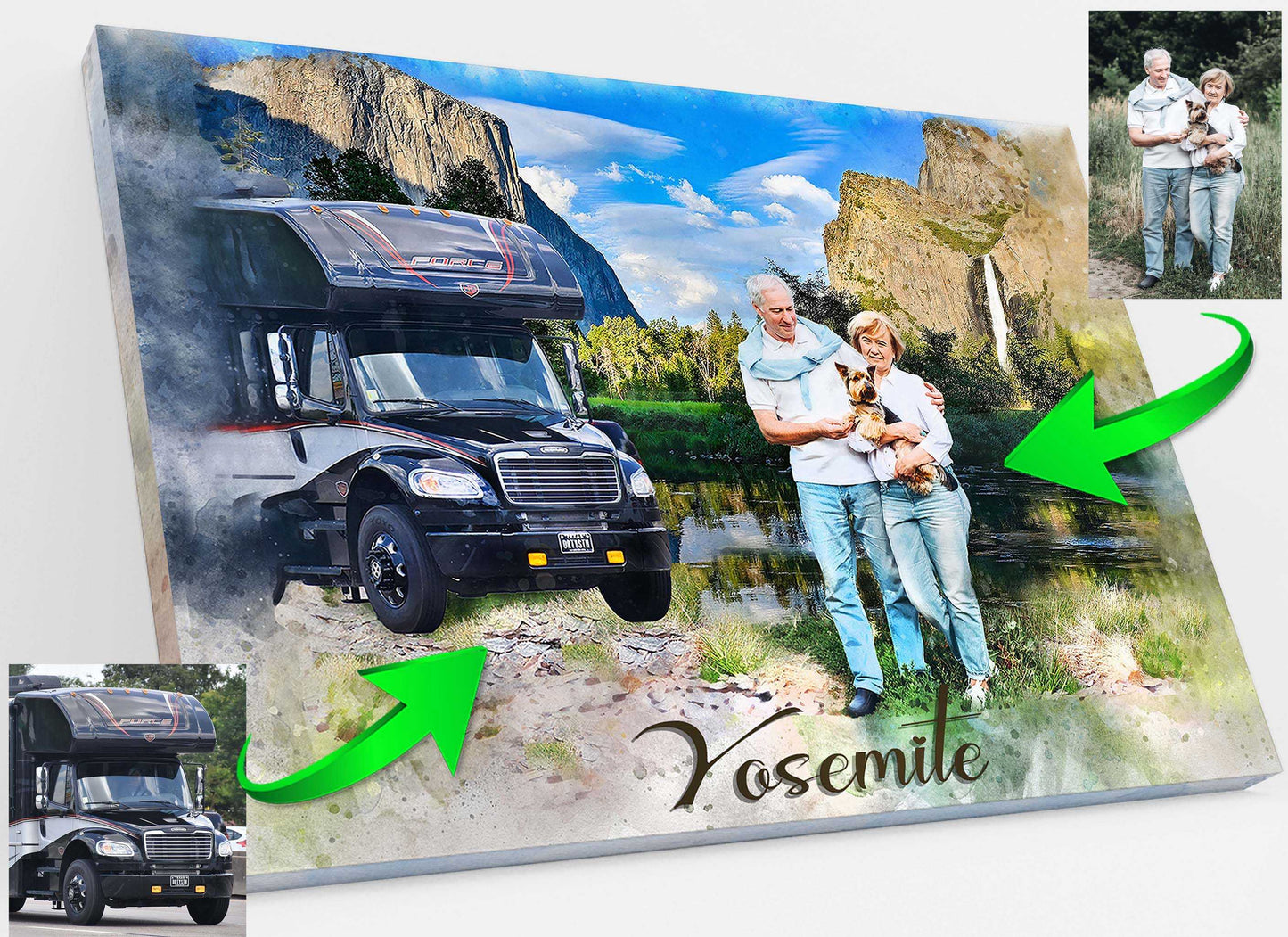 We paint You and Your RV in Front of the Most Beautiful Landmarks in the US, such as the Joshua Tree National Park - FromPicToArt
