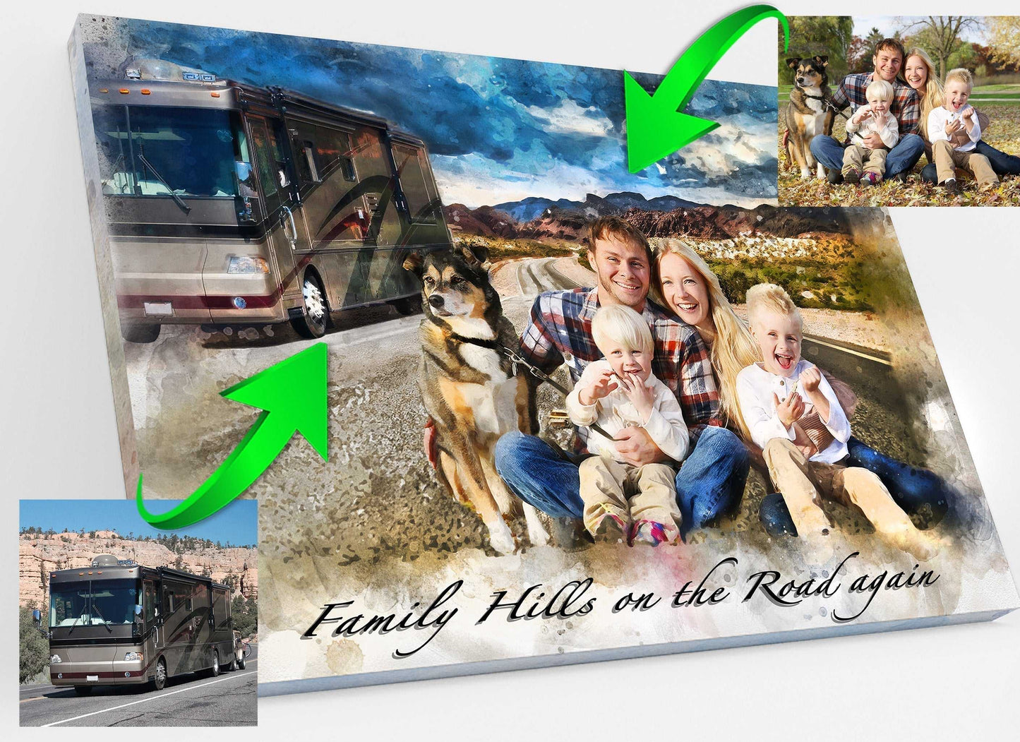 We paint You and Your RV in Front of the Most Beautiful Landmarks in the US, such as the Joshua Tree National Park - FromPicToArt