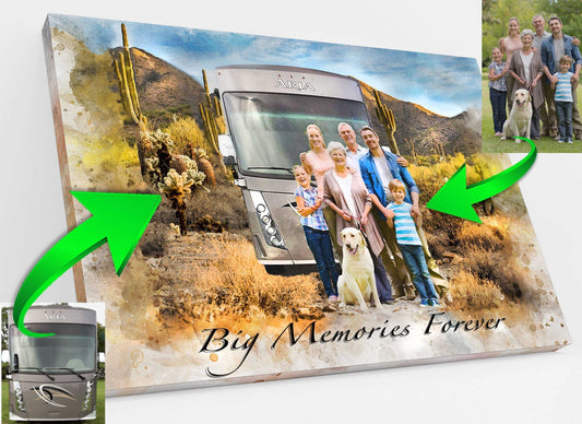 We paint You and Your RV in Front of the Most Beautiful Landmarks in the US, such as the Mojave National Preserve - FromPicToArt