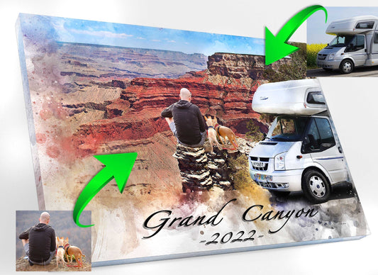 We paint You and Your RV in Front of the Most Beautiful Landmarks, such as the Grand Canyon  - FromPicToArt