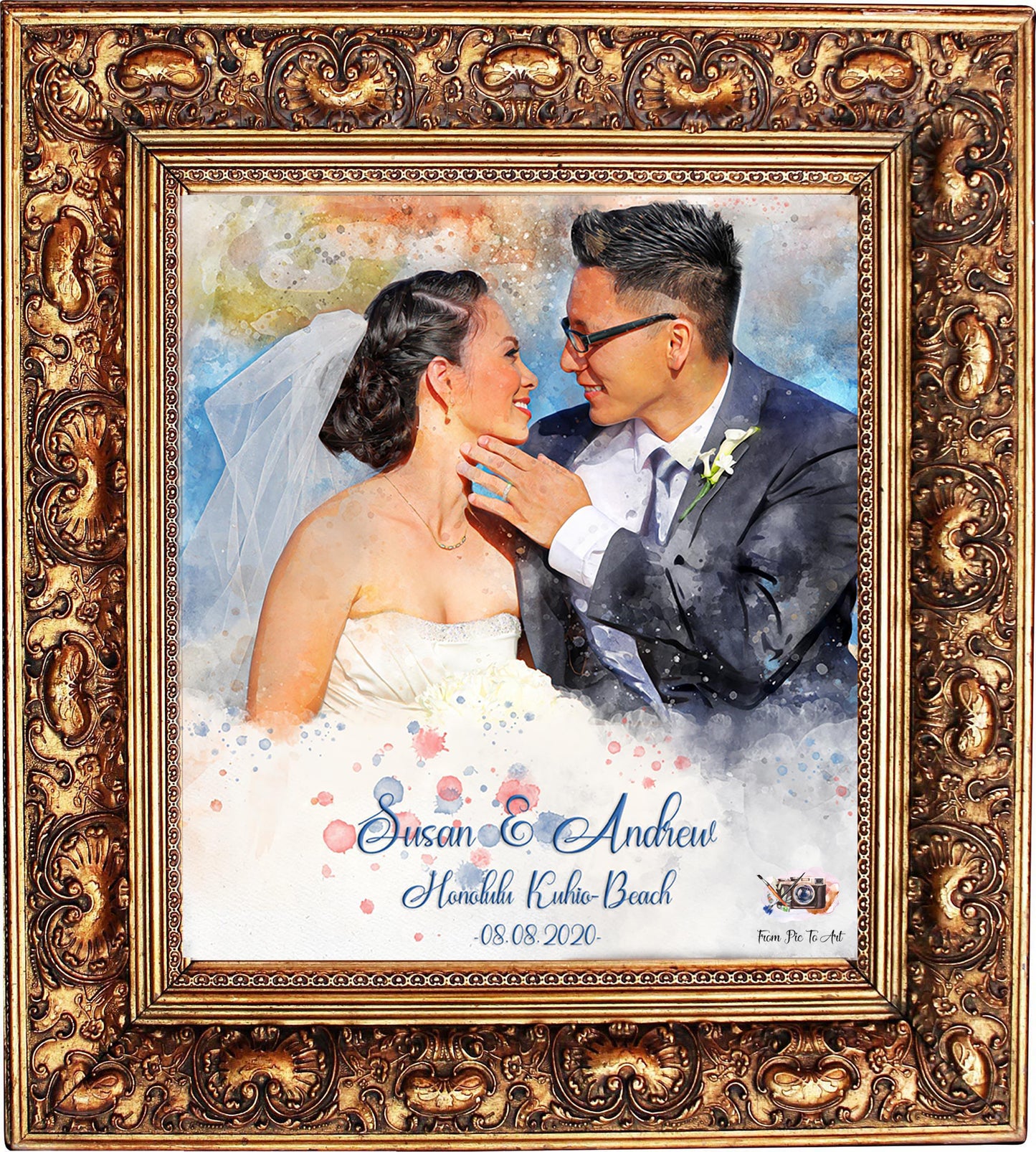 Custom Wedding Portrait | Personalized Couple Painting | Custom Portrait Painting,-FromPicToArt