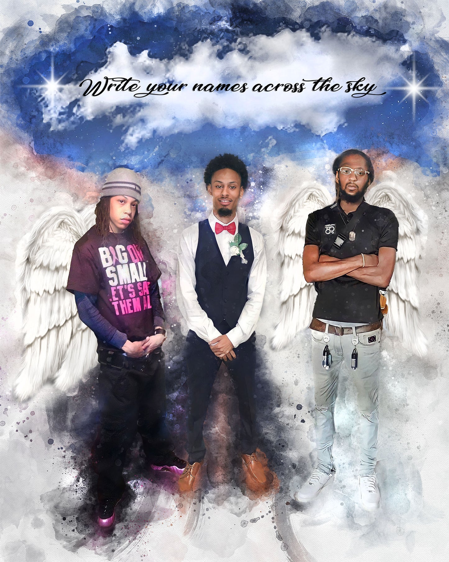 🌈 Custom Angel Paintings 🕊️ Painting of Deceased Loved one with Family 🕯️ Painting with Deceased Loved one - FromPicToArt
