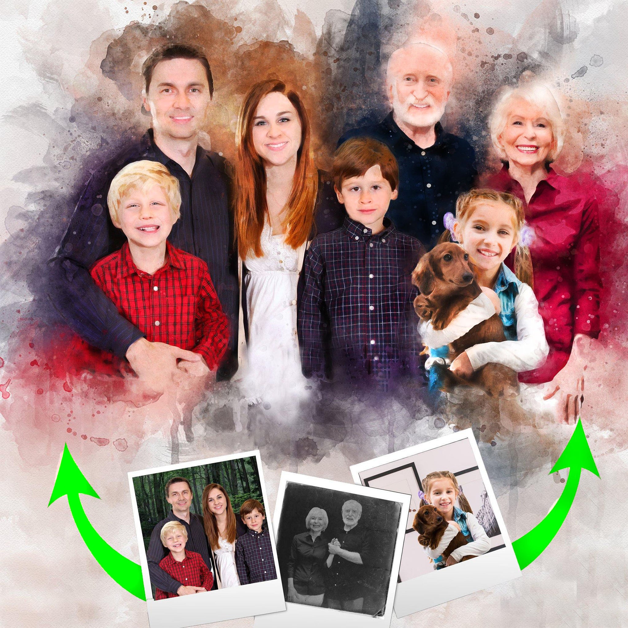 🌈 Incorporating a Lost Loved One in Family Pictures | Custom Painting From Photo | Add People to Photo | Add Someone into a Picture | Add Deceased Loved One | Custom Family Portrait | Merge Photos Into Painting | Combine Photos | Personalized Gifts - FromPicToArt