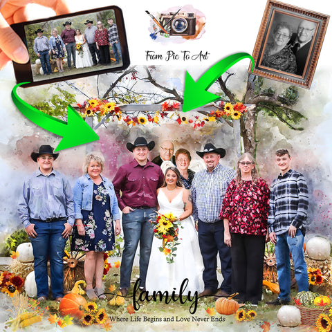 🌈 Add People to Photo | Add Someone into a Picture | Add Deceased Loved One | Loss Loved One | Custom Wedding Family Portrait | Merge Photos Into Painting | Combine Photos | Personalized Gifts - FromPicToArt