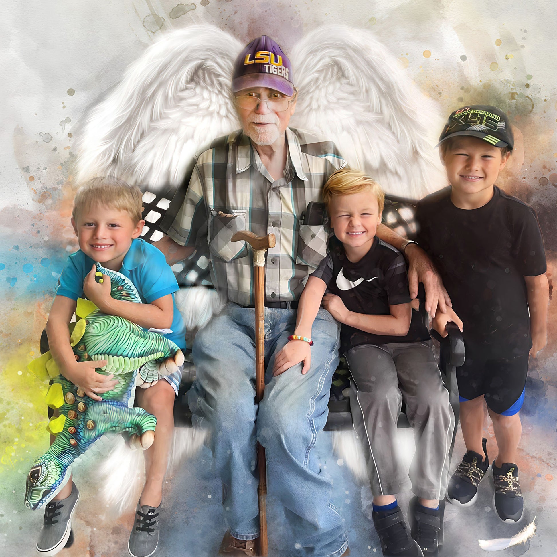 🌈 Custom Angel Paintings 🕊️ Painting of Deceased Loved one with Family 🕯️ Painting with Deceased Loved one - FromPicToArt