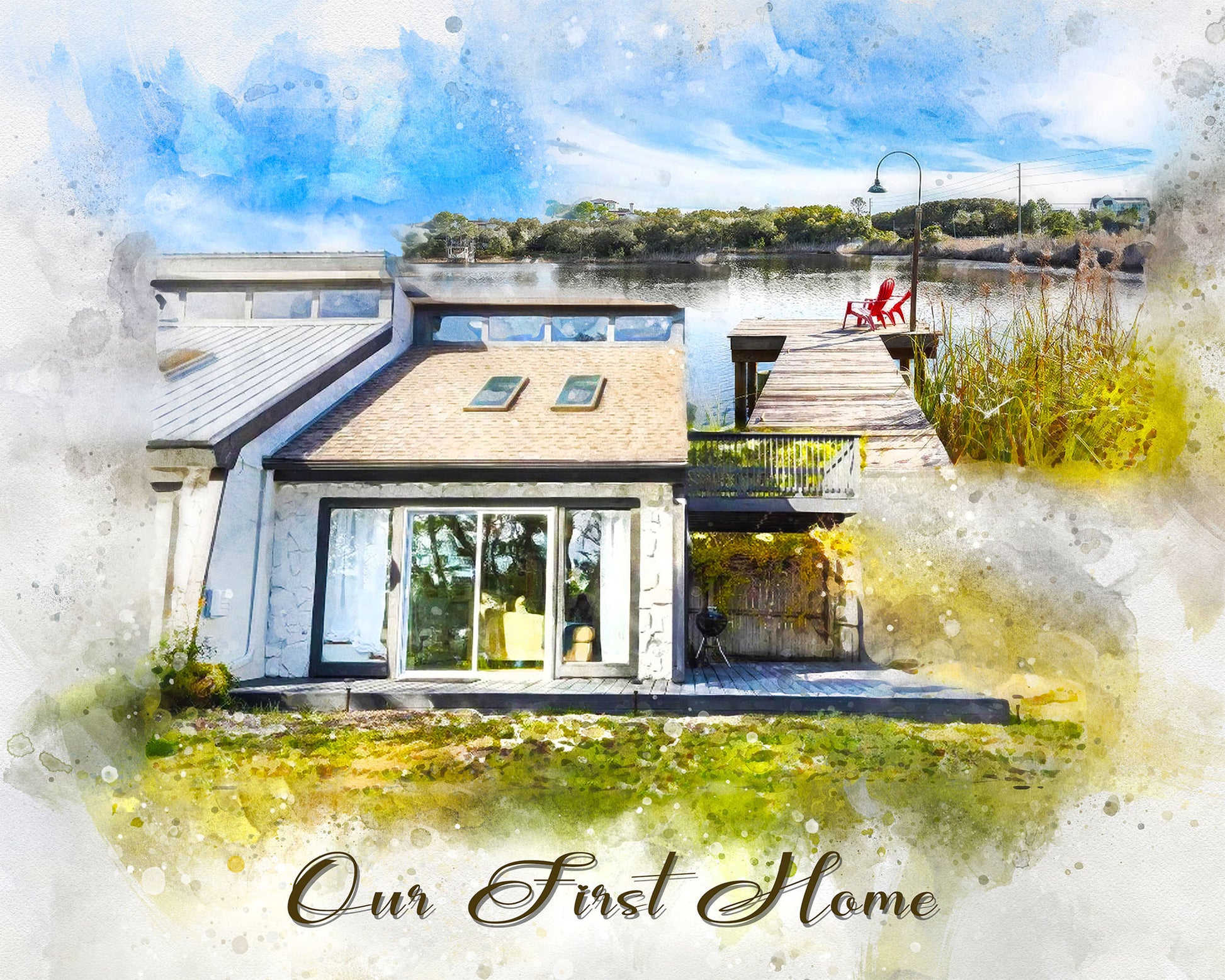 Closing Gift for Buyers | Personalized House Portrait | Gifts from Real Estate Agents | Realtor Closing Gifts - FromPicToArt
