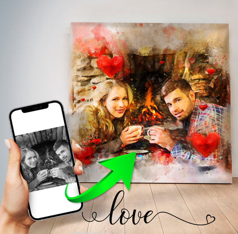 Couple Paintings | Couple Canvas Paintings | Gift for Her and Him - FromPicToArt