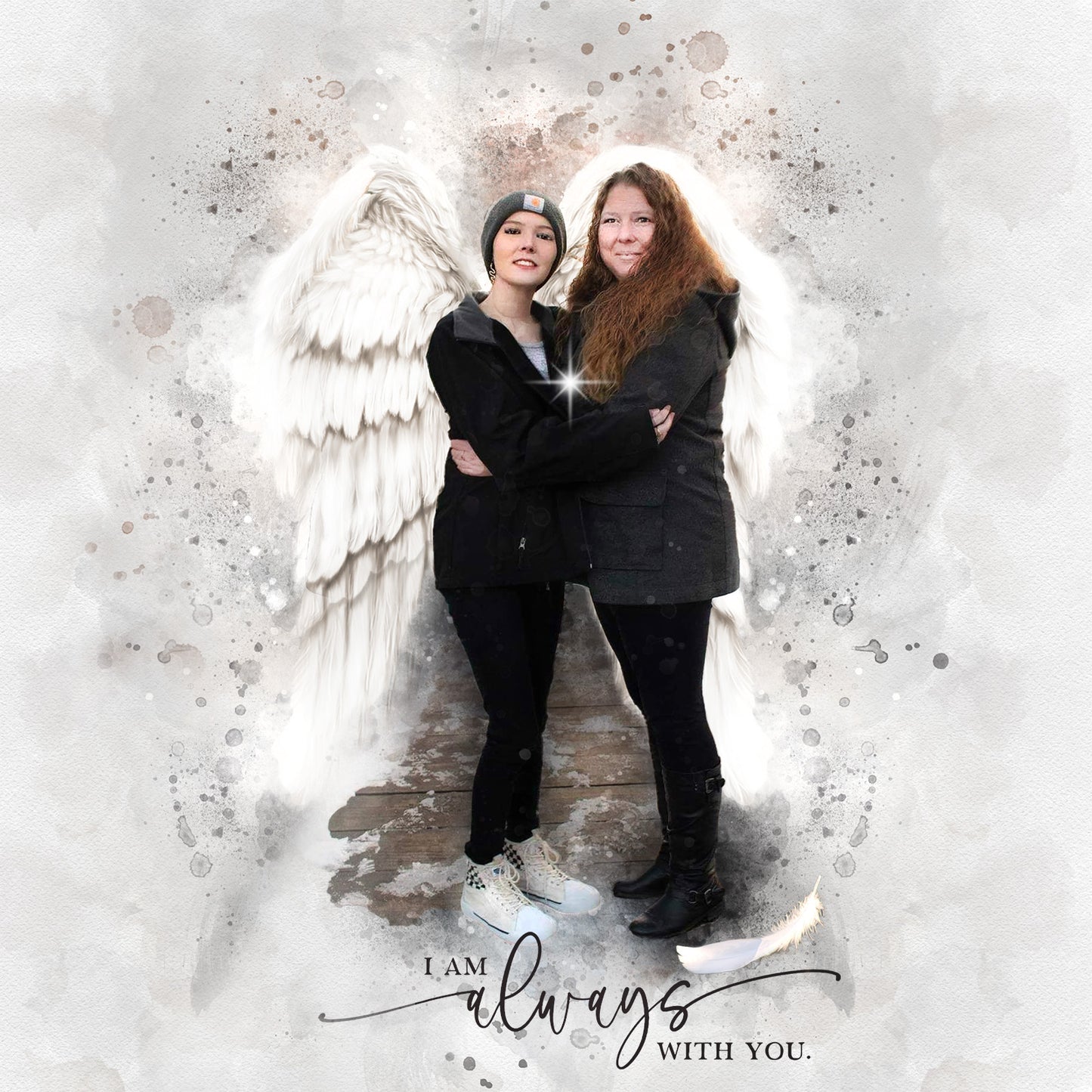 🌈 Custom Angel Paintings 🕊️ Painting of Deceased Loved one with Family 🕯️ Painting with Deceased Loved one - FromPicToArt