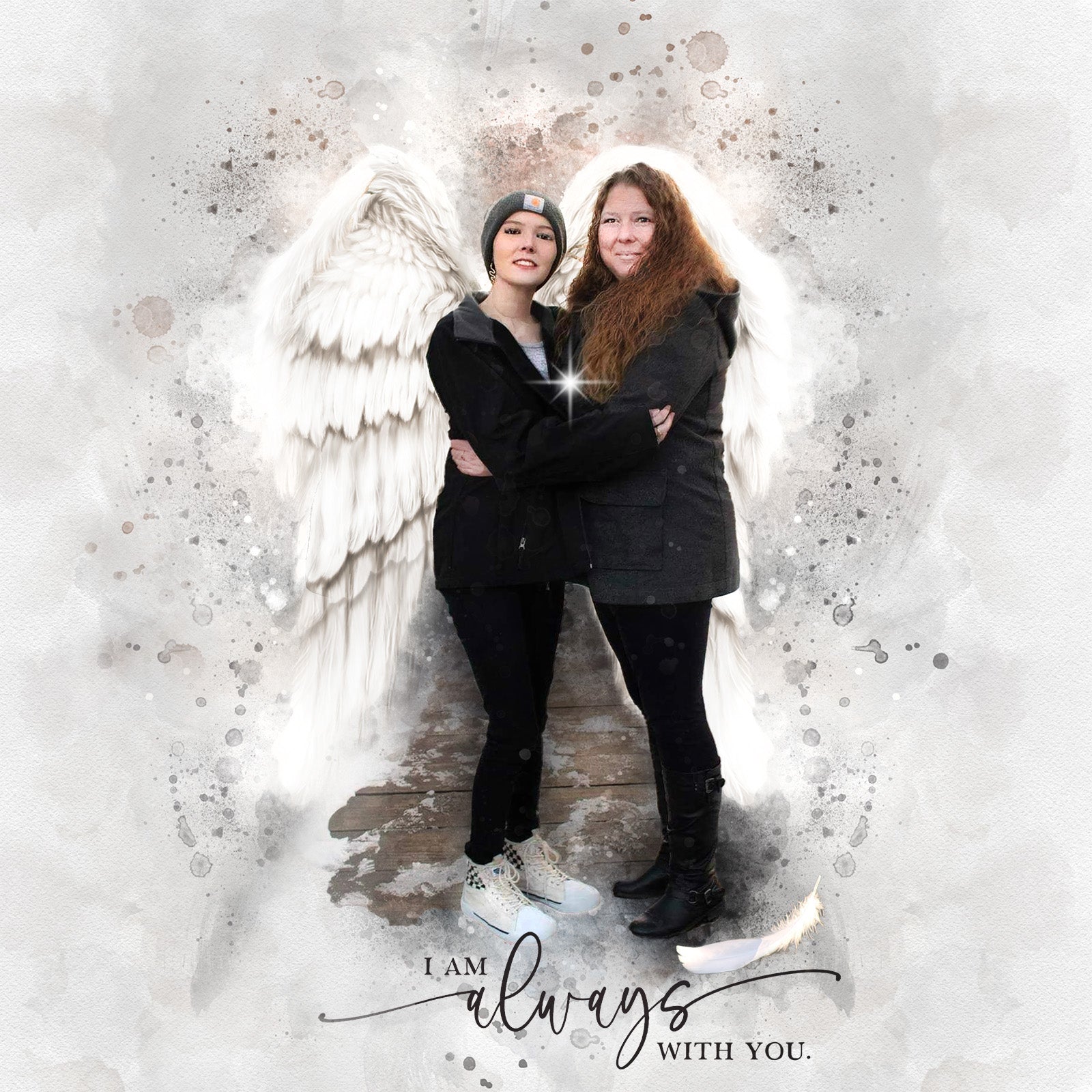 🌈 Custom Angel Paintings 🕊️ Painting of Deceased Loved one with Family 🕯️ Painting with Deceased Loved one - FromPicToArt