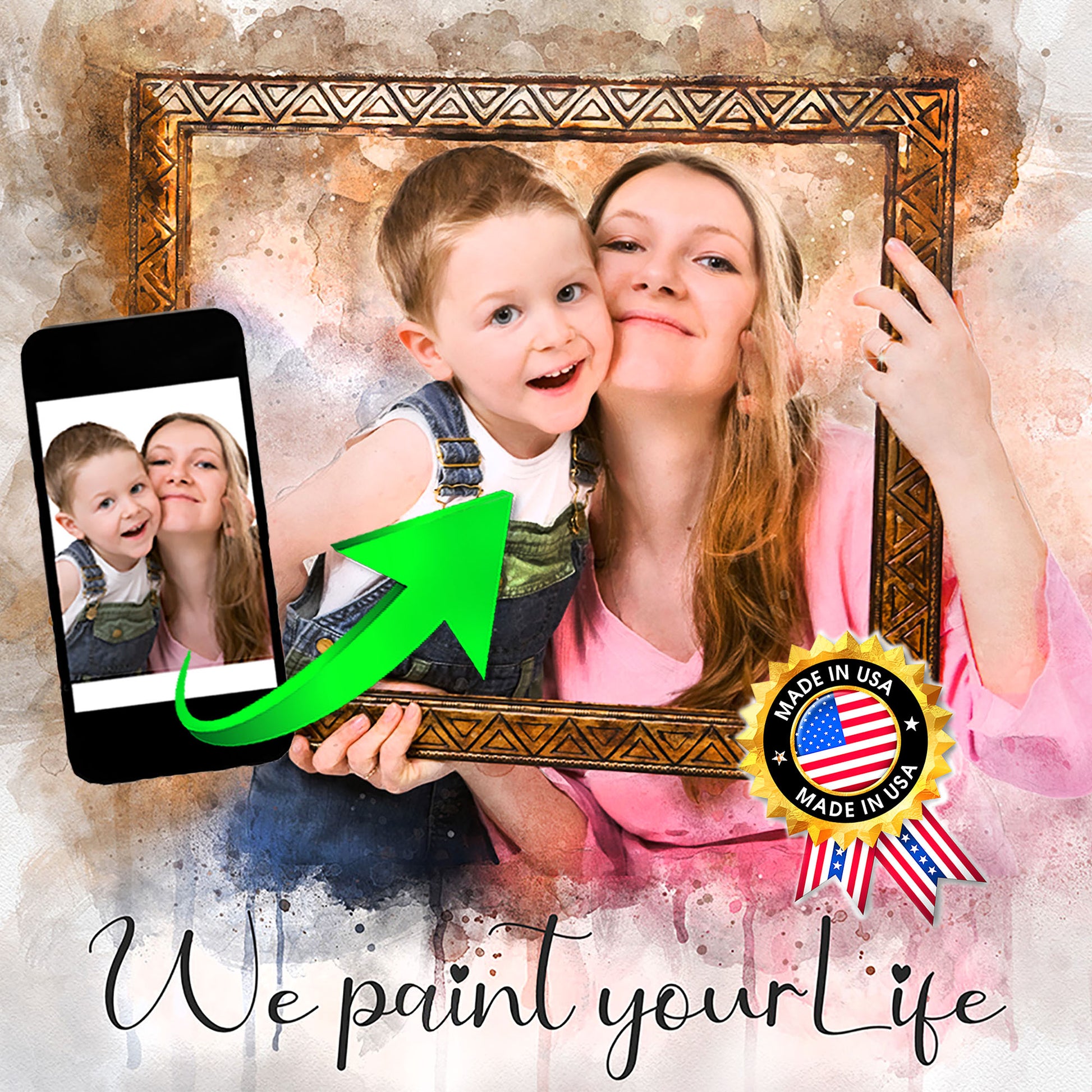Great Gift for New Parents and Grandparents, Custom Baby Portrait Painted and Framed - FromPicToArt