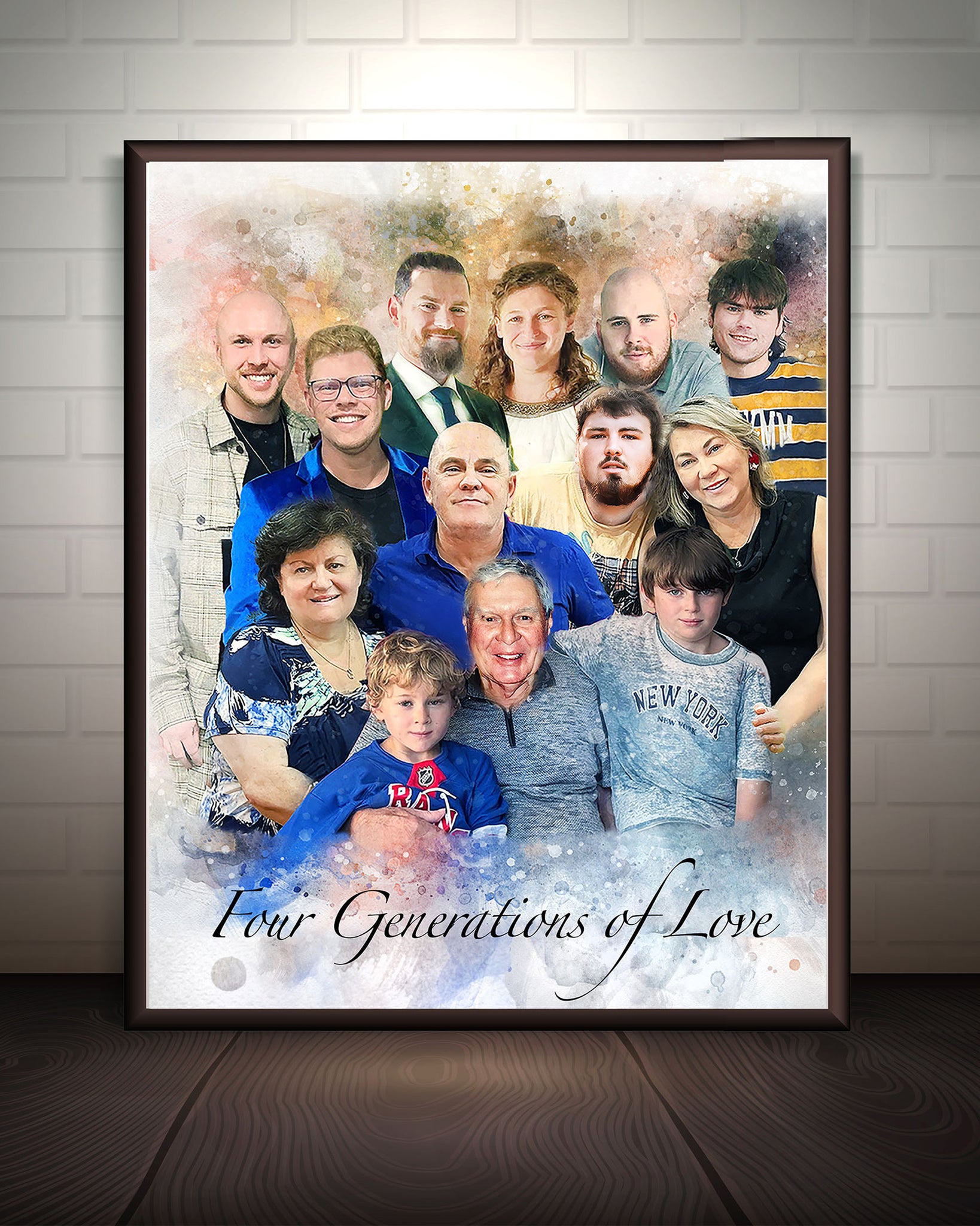 Multi-generational family art: custom portrait painting from photos, ideal personalized wall decor by FromPicToArt