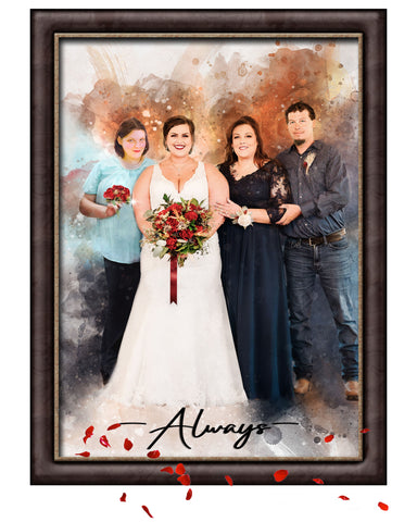 Custom wedding painting from various photos, honoring a lost family member who has passed, personalized memorial art by FromPicToArt