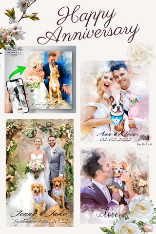 Wedding_Portrait_with_Dog_anniversary_Gift_for_Dog_lovers_, -FrompicToArt