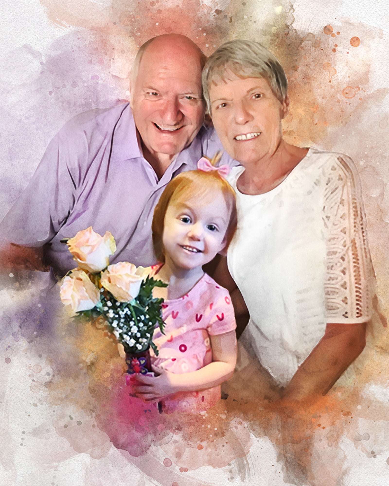 Custom memorial painting of a beloved lost loved one, capturing the love and memories of grandparents and their grandchildren, by FromPicToArt