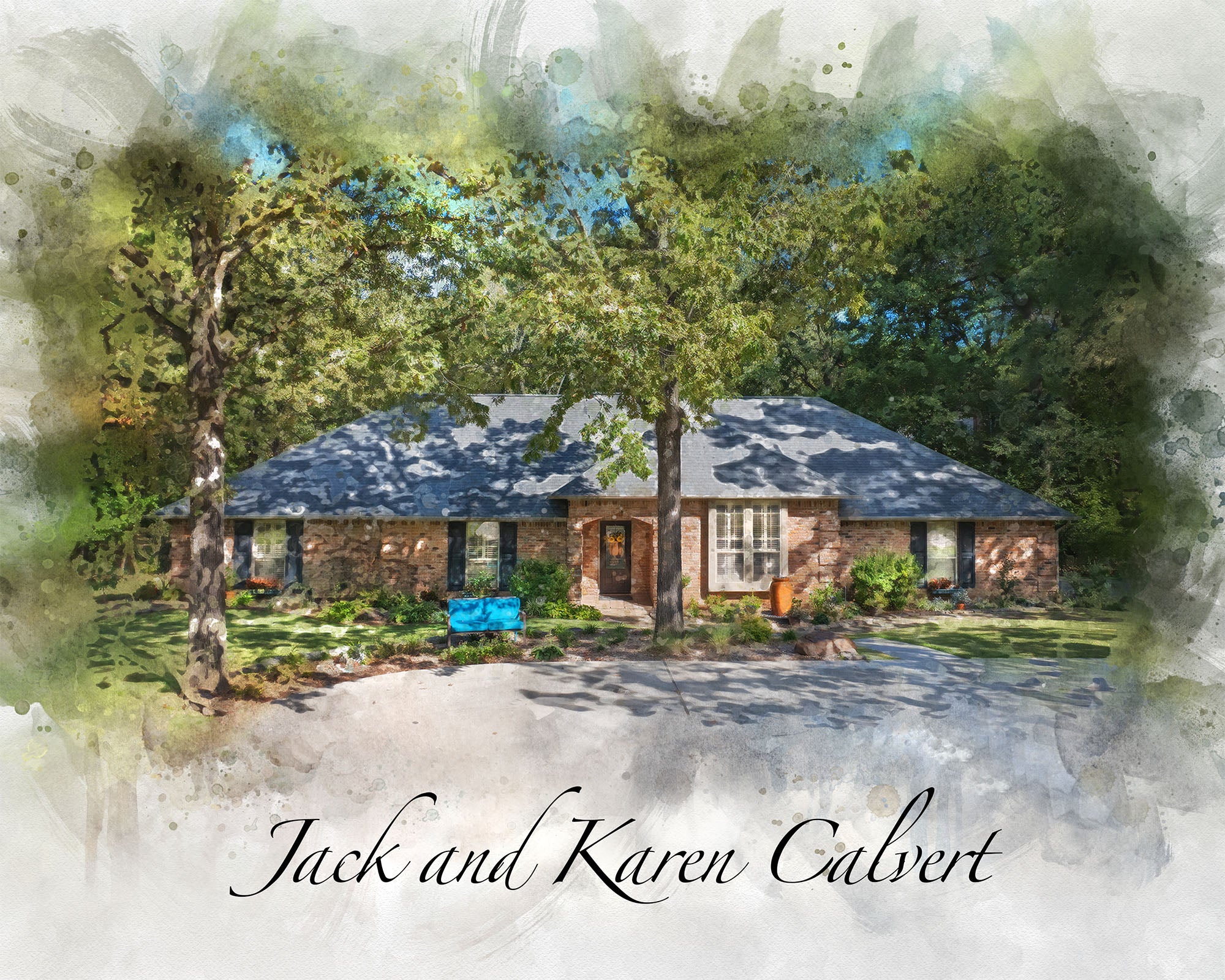 Custom_watercolor-style_portrait_of_a_brick_Family_home_surrounded_by_trees_personalized._A_timeless_keepsake_by_FromPicToArt