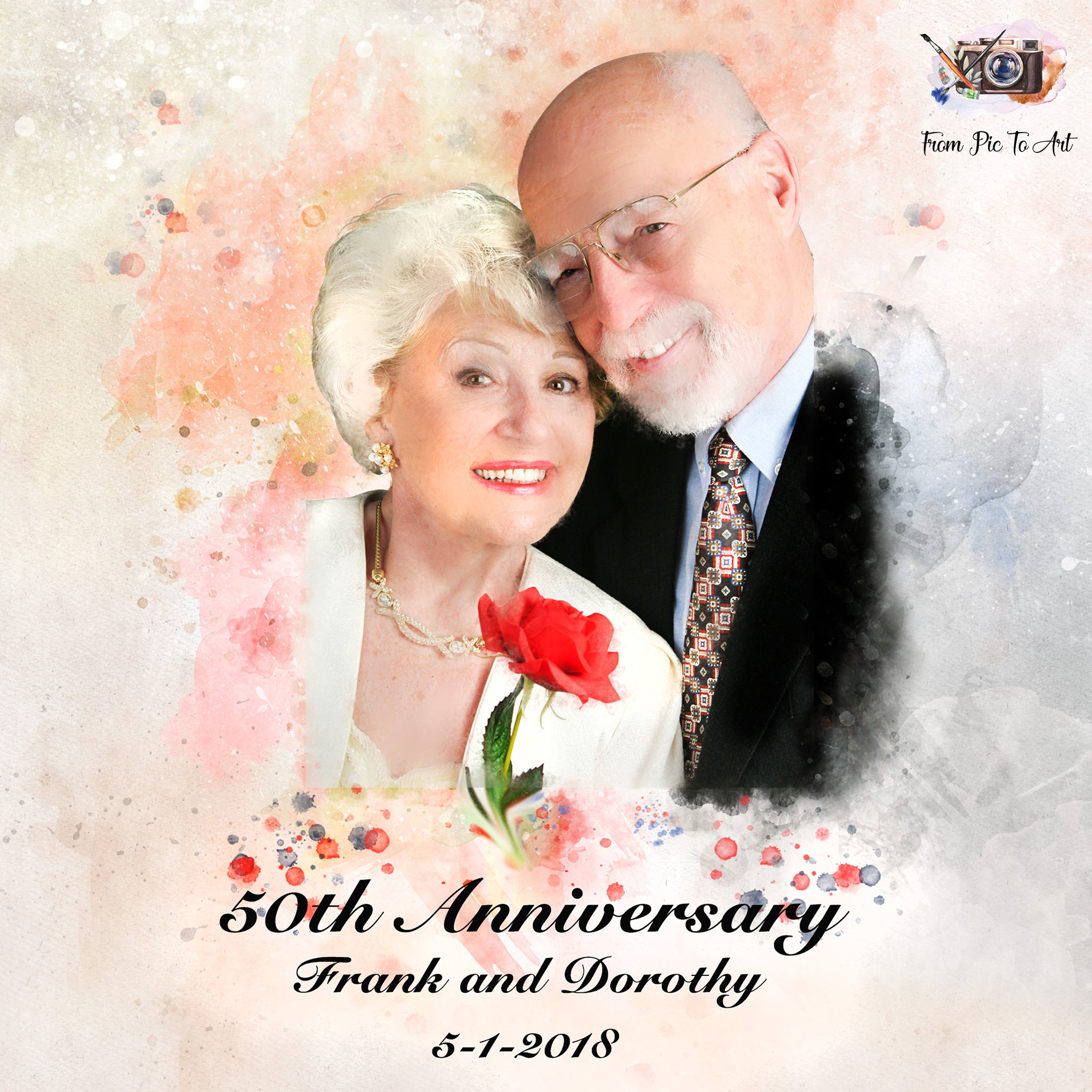 Custom watercolor portrait from photo of a couple in love, a romantic  meaningful wedding anniversary gift idea, FromPicToArt