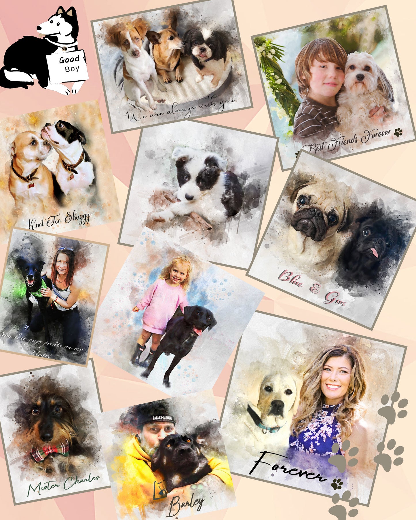 Pet Painting, Custom Pet Painting from Photo, Pet Paintings on Canvas
