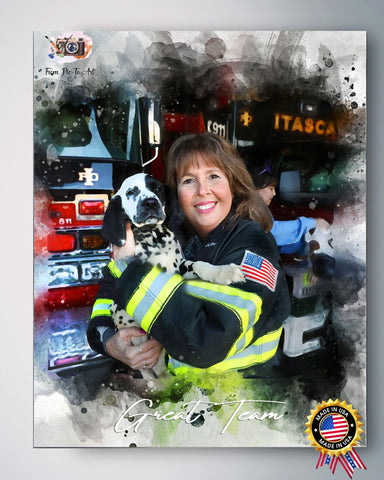 Firefighter Artwork 🚒 Fireman Gifts | Fire Department Gifts | Firefighter Retirement Gifts | Firefighter Presents Ideas - FromPicToArt