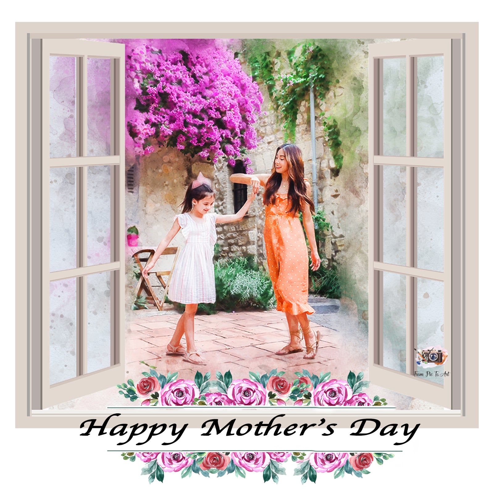 Mothers Day Gift Ideas | Custom Portrait Painting from Photo | Unique Gift for Mother's Day -FromPicToArt