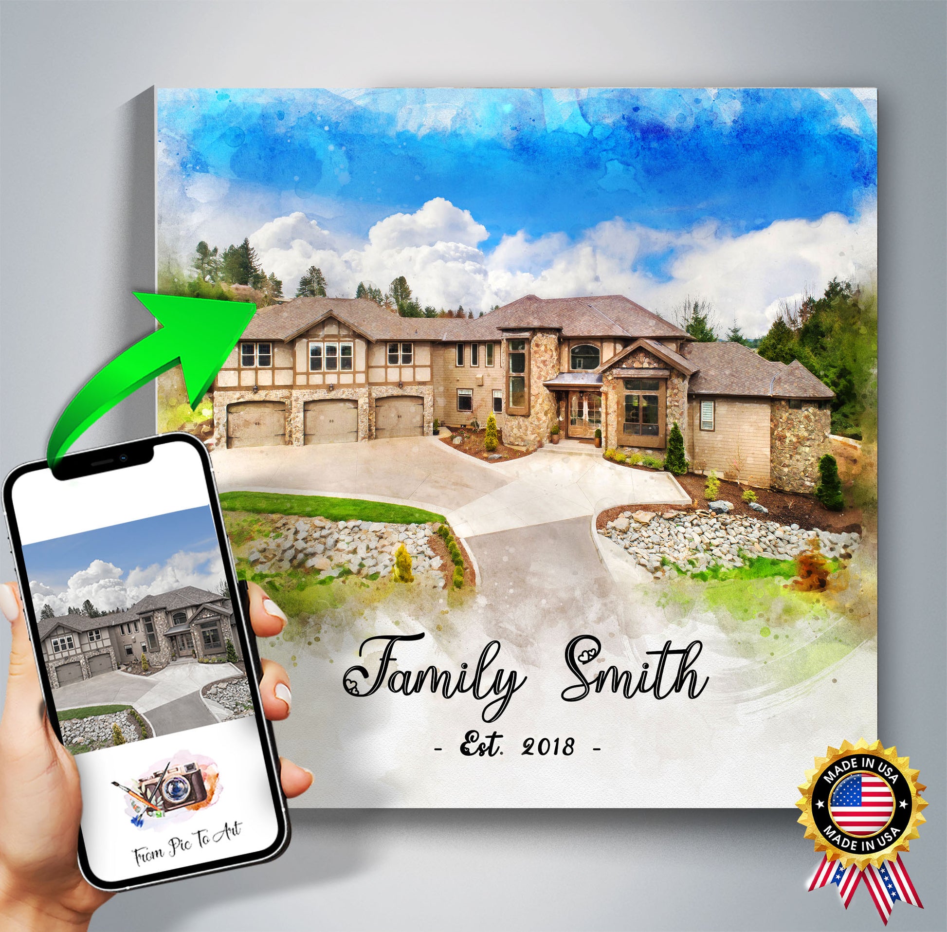 Closing Gift for Buyers | Personalized House Portrait | Gifts from Real Estate Agents | Realtor Closing Gifts - FromPicToArt