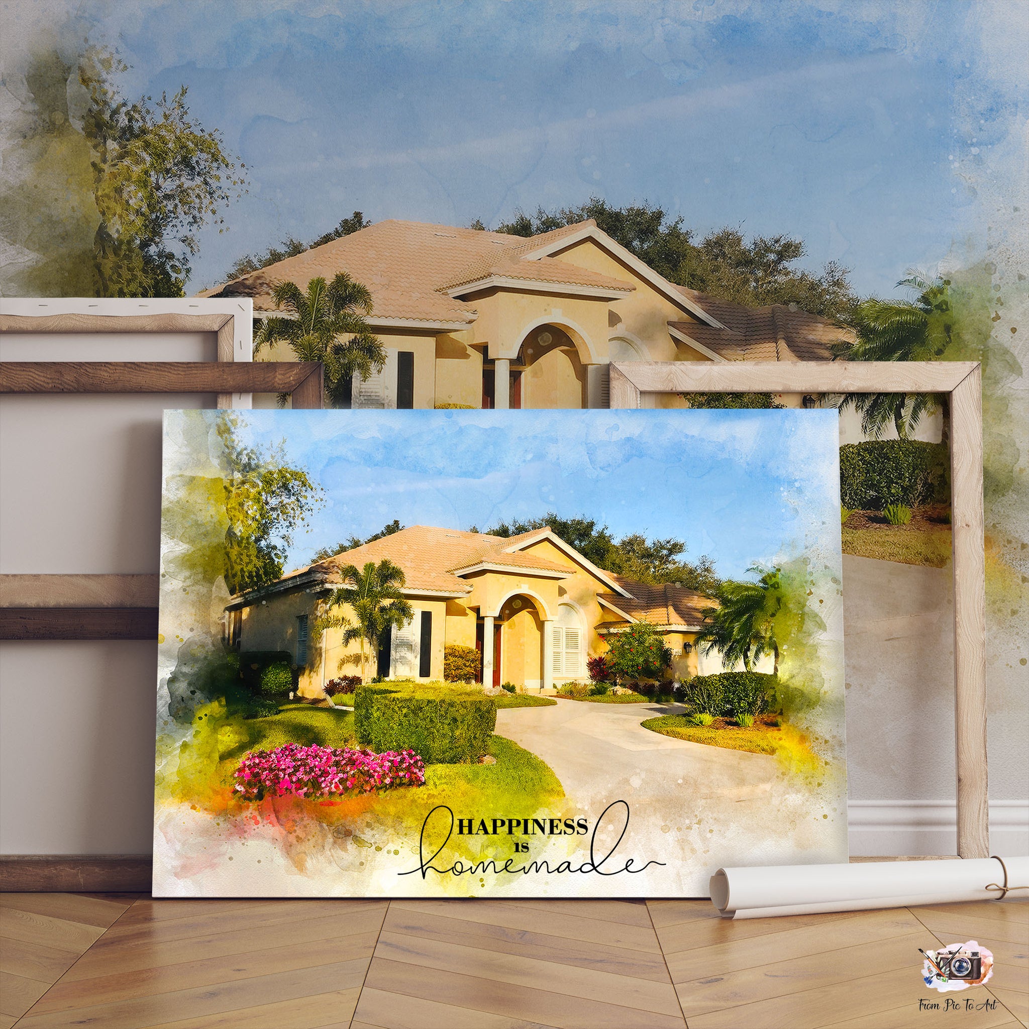 Our Florida Home |Realtor Closing Gifts | Custom House Portraits | Home Warming Gift Ideas | EXPRESS SHIPPING for Real Estate Agents-FromPicToArt
