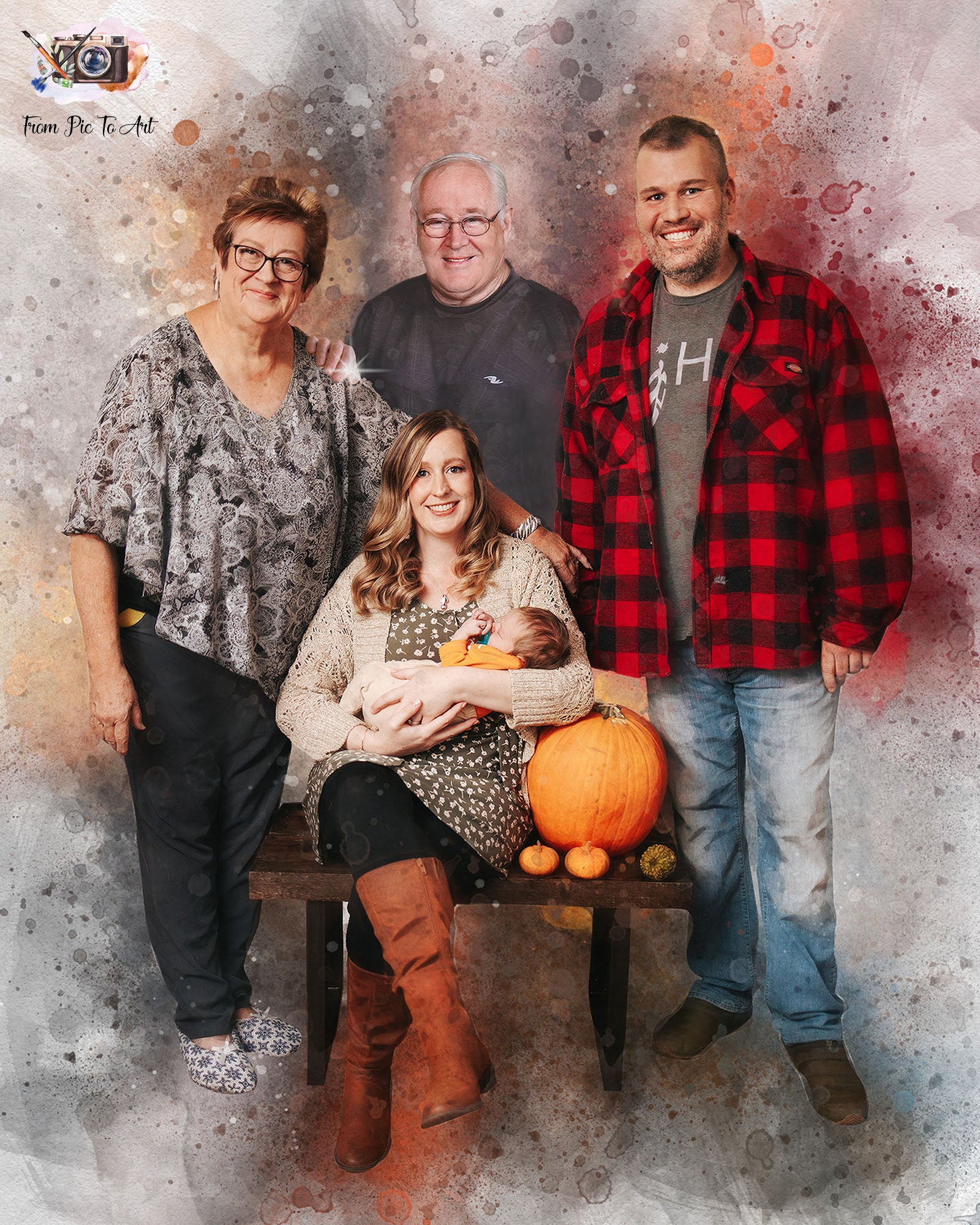 🌈 Personalized Sympathy Gift | Custom Memorial Painting | Loss of Loved One | Family Portrait from Photo | Painting From Photo - FromPicToArt