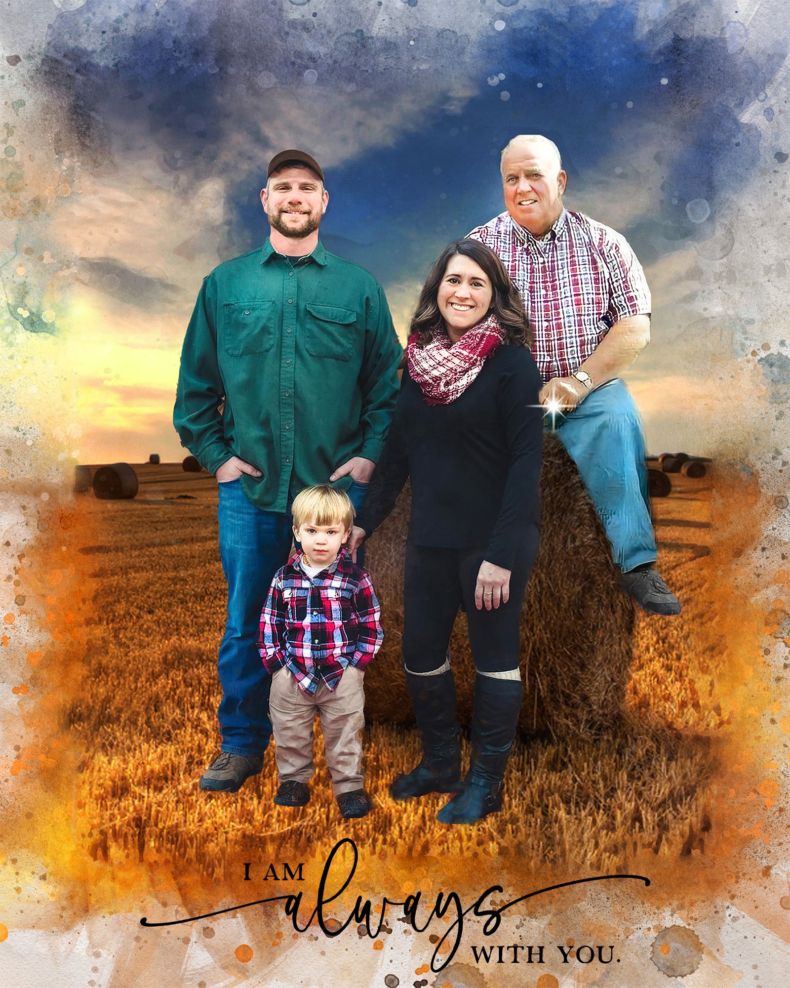 🌈 Personalized Sympathy Gift | Custom Memorial Painting | Loss of Loved One | Family Portrait from Photo | Painting From Photo - FromPicToArt