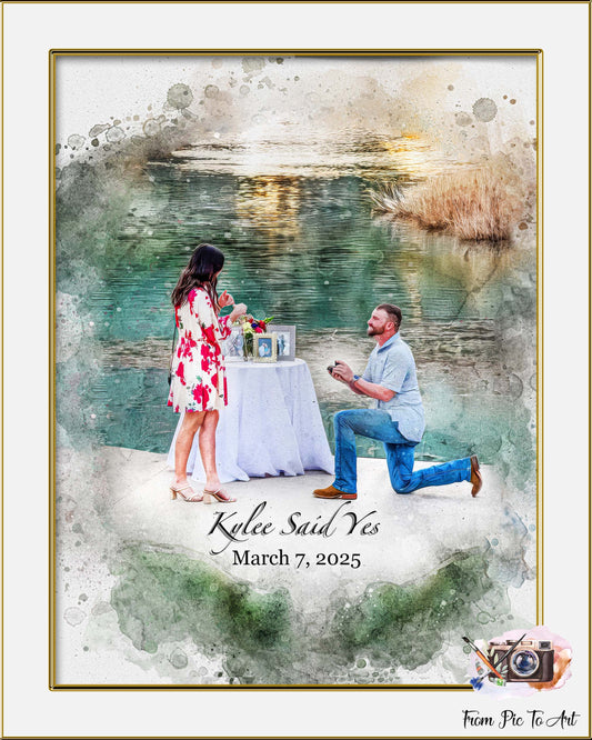 Turn Your Engagement Photo into a Romantic Wedding Gift Idea | Custom Wedding Gift from your Engagement Picture